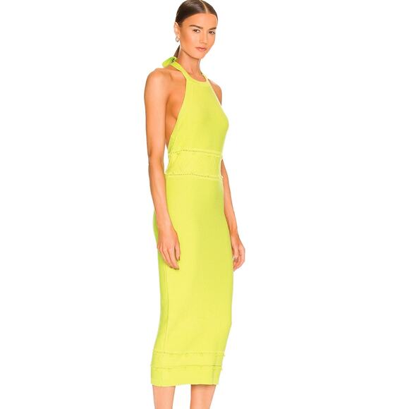 Lovers + Friends Morgan High Neck Halter Midi Dress in Lime NWOT Size Small - Picture 2 of 3